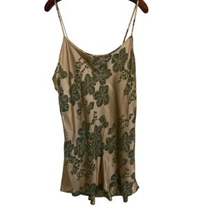 Vintage 90's Valentino Intimo Spaghetti Strap Nightie Chemise Gold/Green L
